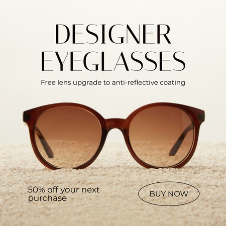 Szablon projektu Wyprzedaż markowych okularów przeciwsłonecznych w stylowych oprawkach Instagram