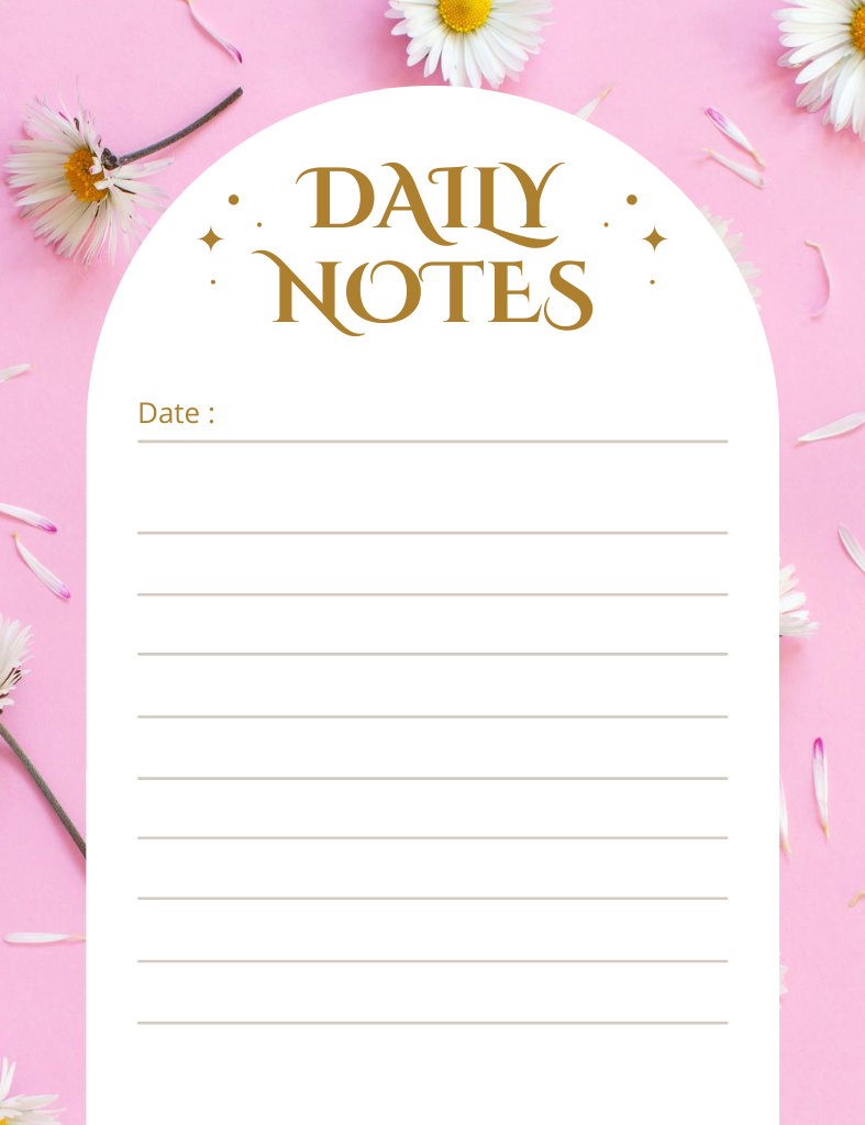 Szablon projektu Blank for Daily Notes with Cute Flowers Notepad 107x139mm
