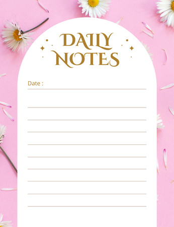 Blank for Daily Notes with Cute Flowers Notepad 107x139mm Design Template