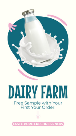 Get Free Sample of Organic Milk from Farm Instagram Video Story Design Template