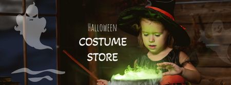 Template di design offerta halloween costume store Facebook cover