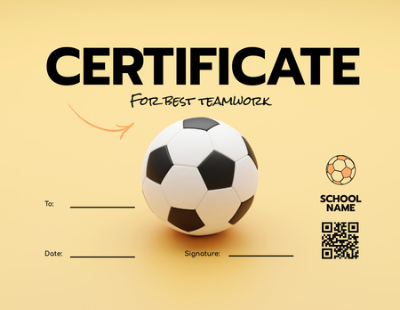 Plantilla de diseño de Premio al mejor trabajo en equipo de fútbol Certificate 