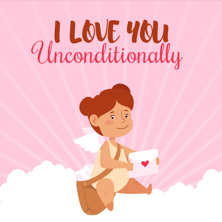 Plantilla de diseño de Cupid girl with Valentine's Day letters Animated Post 
