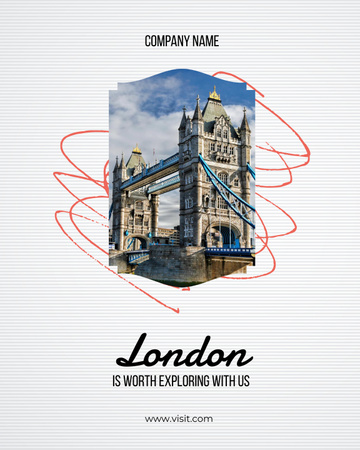 London Tour Offer with Famous Bridge Poster 16x20in Design Template