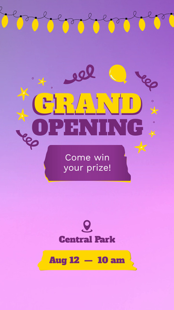 Ontwerpsjabloon van Instagram Video Story van Gleeful Grand Opening With Prizes For Guests