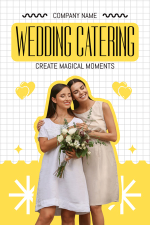 Plantilla de diseño de Servicios de catering para bodas con mujeres lindas Pinterest 