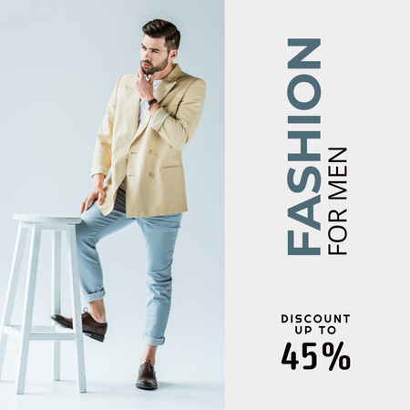 Fashion with Discount for Men Instagram Design Template
