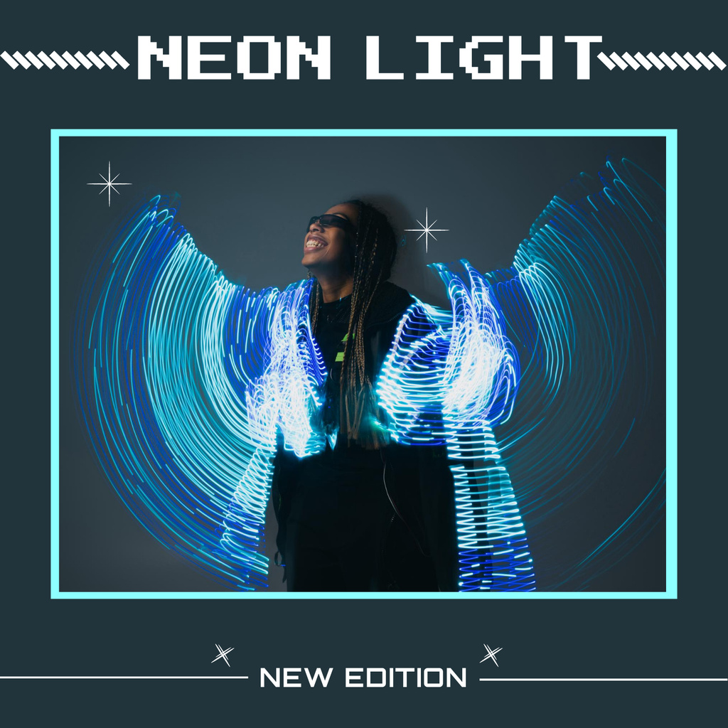 Album Cover,woman in neon light Album Cover Tasarım Şablonu
