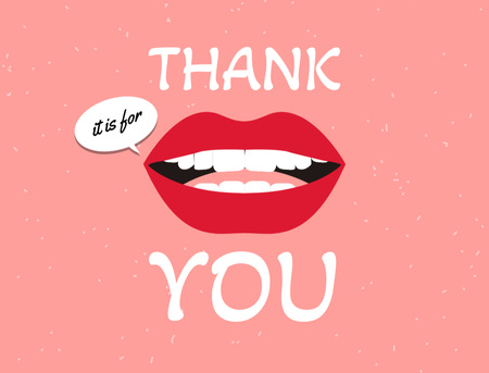 Beautiful Female Lips with Red Lipstick Thank You Card 4.2x5.5in Design Template