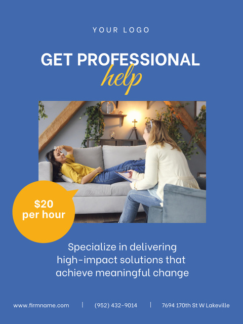 Professional Psychological Help Service Poster US – шаблон для дизайну