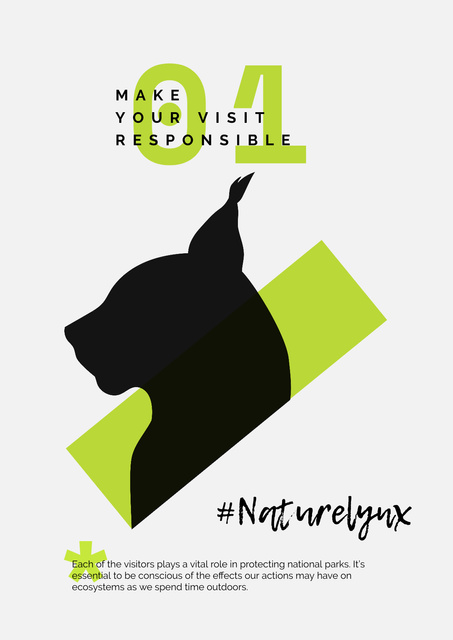 Fauna Protection with Lynx illustration Poster – шаблон для дизайна