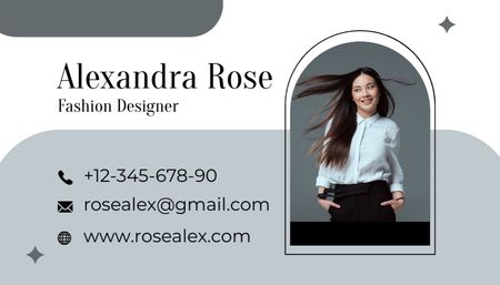 Fashion Designer Intro Card with Attractive Asian Woman Business Card US Design Template