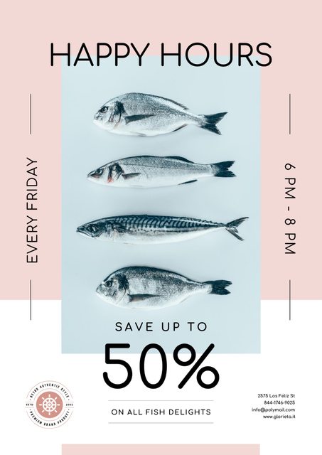 Fresh Fish Delights At Discounted Rates Offer Poster B2 Modelo de Design