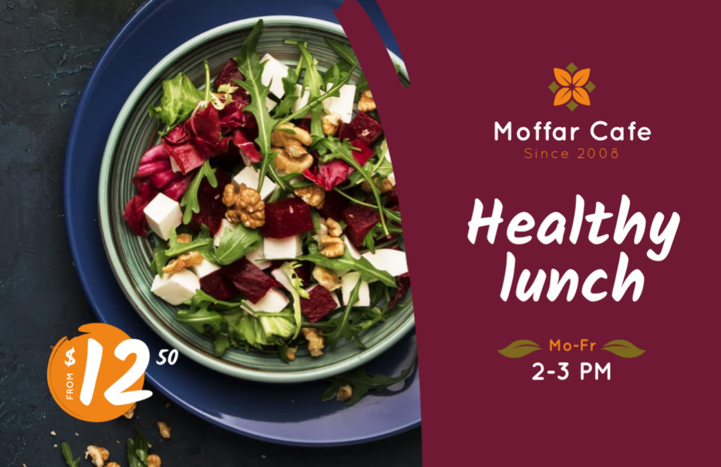 Ad of Healthy Lunch with Salad on Plate Flyer 5.5x8.5in Horizontal Design Template