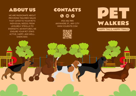 Evcil Hayvan Gezdirici Hizmetleri Brochure Tasarım Şablonu