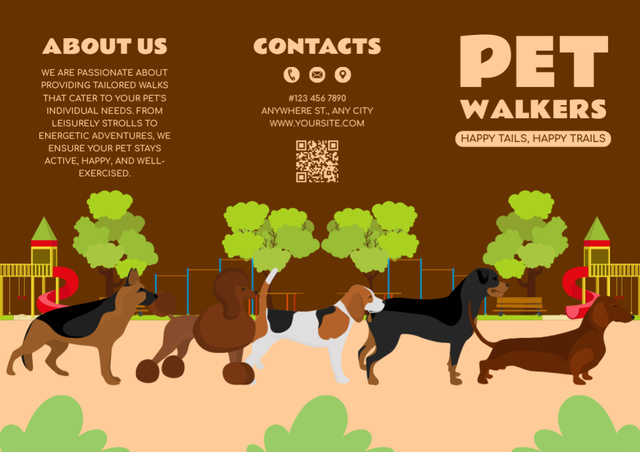 Plantilla de diseño de Pet Walkers Services Brochure 