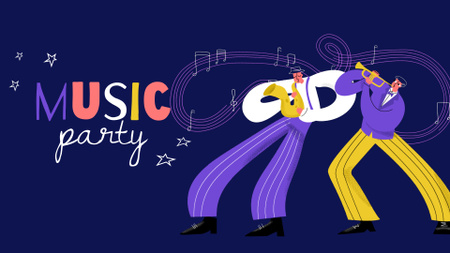 Platilla de diseño Music Party Announcement with Funny Musicians Full HD video