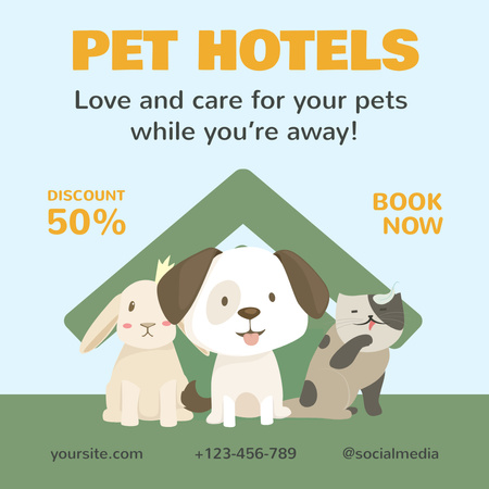 Designvorlage Offering Hotel Services for Pets für Instagram AD