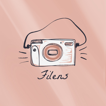 Cute Camera Illustration Logo Design Template