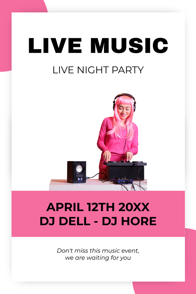 Plantilla de diseño de Exquisite Live Music Night Party In Spring With DJs Pinterest 