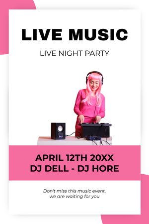 Exquisite Live Music Night Party In Spring With DJs Pinterest Design Template