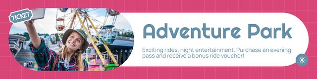 Designvorlage Adventure Park With Exciting Rides Offer für Twitter