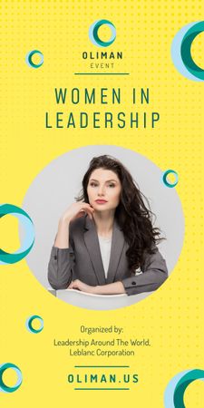 Announcement of Leadership Event with Confident Businesswoman Graphic Design Template