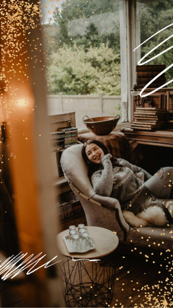 Smiling Woman resting at Home Instagram Story Design Template