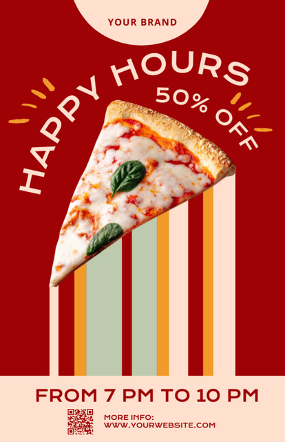 Pizzeria Happy Hour Announcement Recipe Cardデザインテンプレート