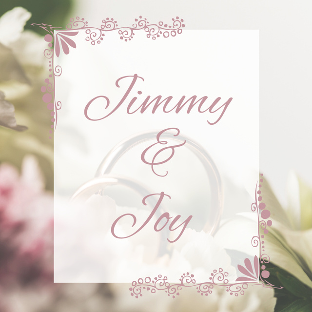 Minimalist Wedding Invitation with Flowers Instagram Design Template