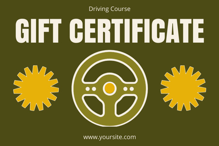 Well-structured Driving Course Promotion With Steering Wheel Gift Certificate Design Template