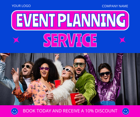 Book and Get Party Planning Discount Facebook Design Template