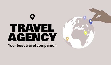 Travel Agency Ad with Globe with Location Business card Πρότυπο σχεδίασης