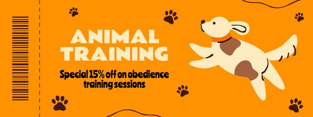 Animal Training Lessons Ad on Orange Coupon Design Template