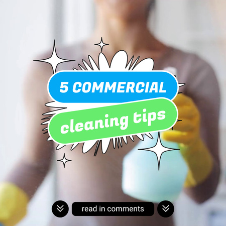 Set Of Commercial Cleaning Tips With Detergent Animated Post Design Template