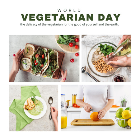 World Vegetarian Day Announcement with Healthy Meal Instagram Modelo de Design