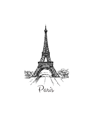Illustration of Eiffel Tower T-Shirt tervezősablon