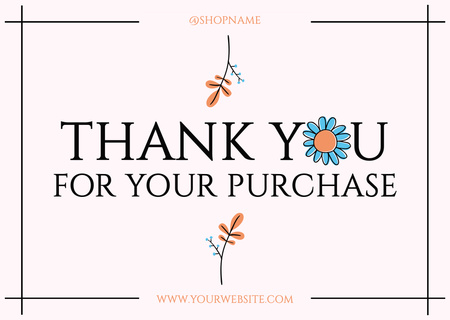 Thank You For Your Purchase Message on Floral Beige Card Design Template