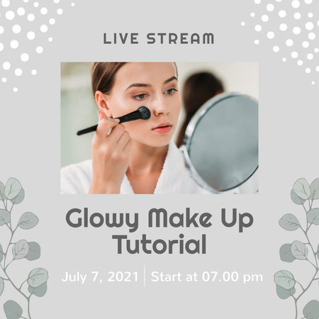 Beauty Tutorial with Woman applying Makeup Instagram Design Template
