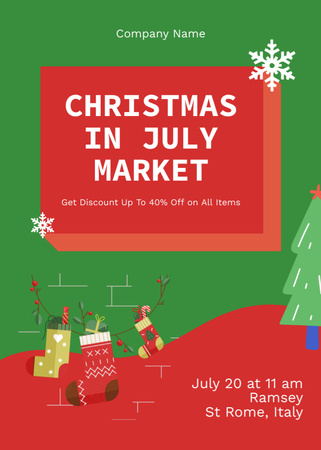 Template di design Christmas Market in July Flayer