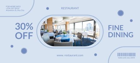Restaurant Discount Voucher on Blue Coupon 3.75x8.25in Design Template