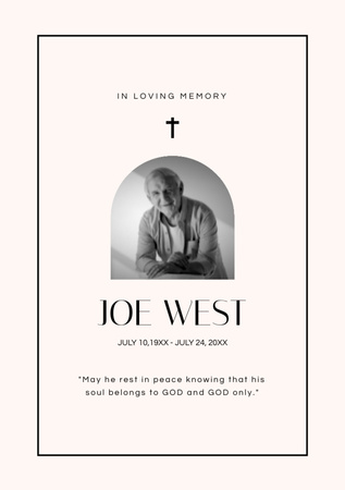 Funeral Memorial Card with Photo Postcard A5 Vertical Design Template