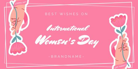 Modèle de visuel Journée internationale de la femme avec des fleurs dans les mains - Twitter
