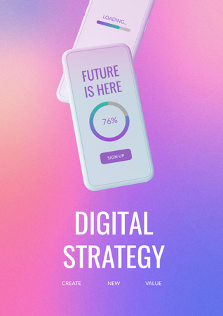 Designvorlage Digital Strategy with Modern Smartphone für Poster