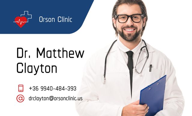 Template di design Contact Details of Reliable Doctor Business Card 91x55mm