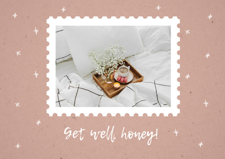 Get Well Wish with Chamomile Tea Card Design Template