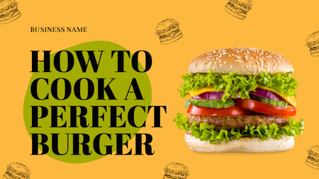 Set Of Tips For Cooking a Yummy Burger In Orange Youtube Thumbnail Design Template