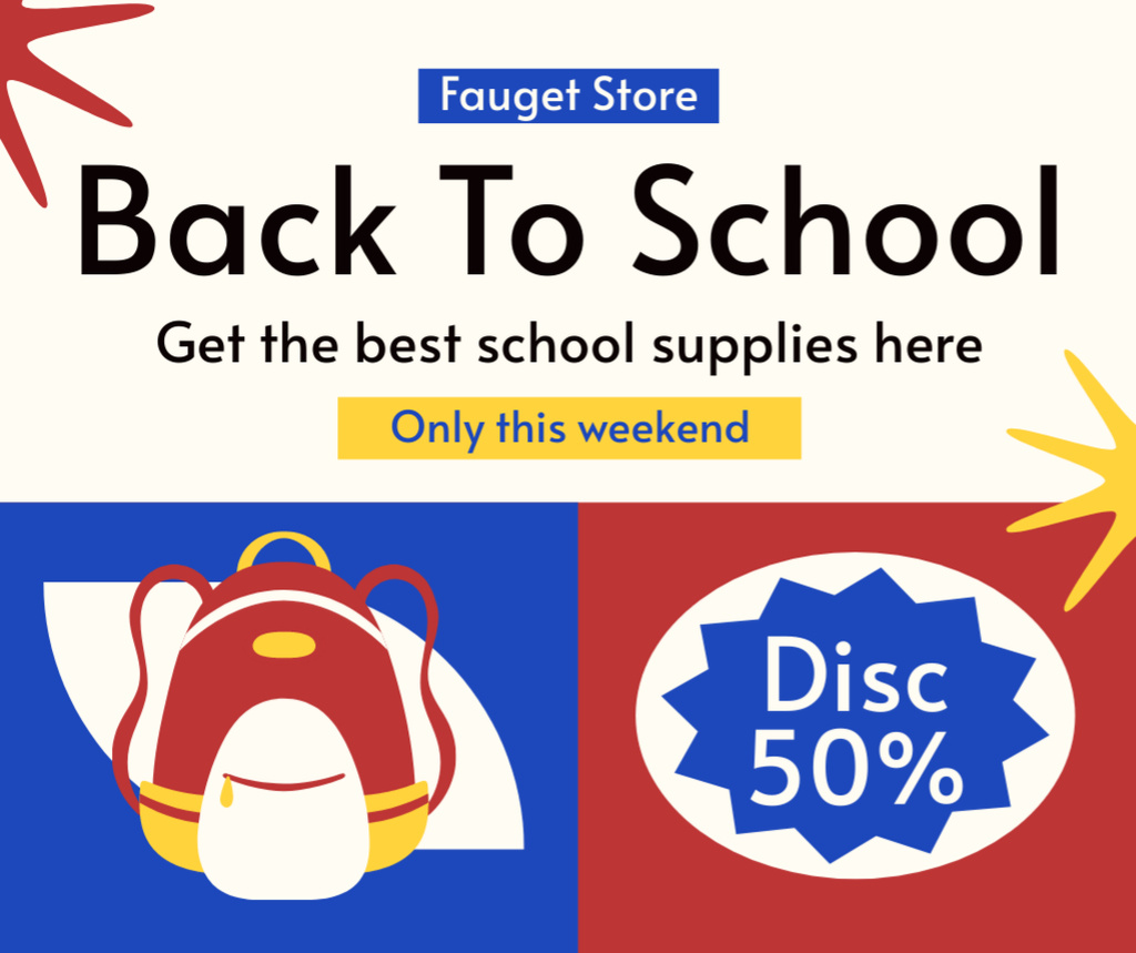 Discount on Best School Supplies Facebook Šablona návrhu