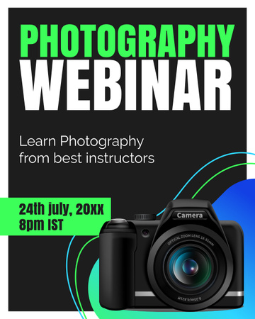 Webinar Announcement for Photographers with Camera Instagram Post Verticalデザインテンプレート