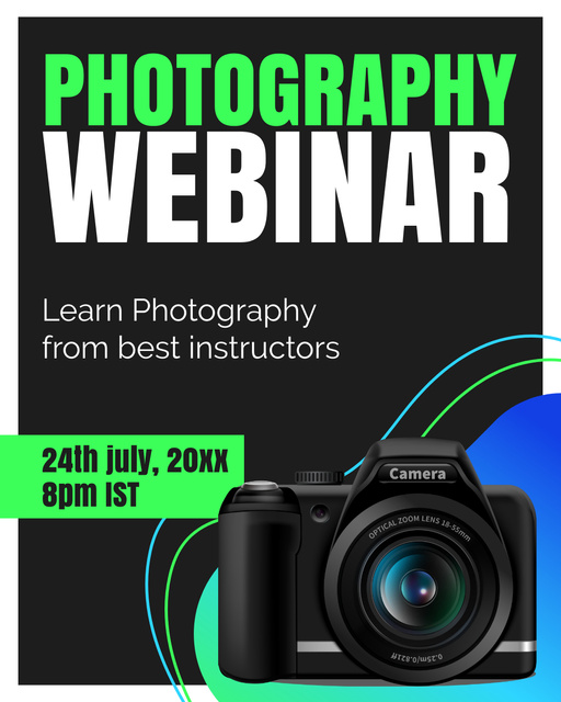 Webinar Announcement for Photographers with Camera Instagram Post Vertical Design Template